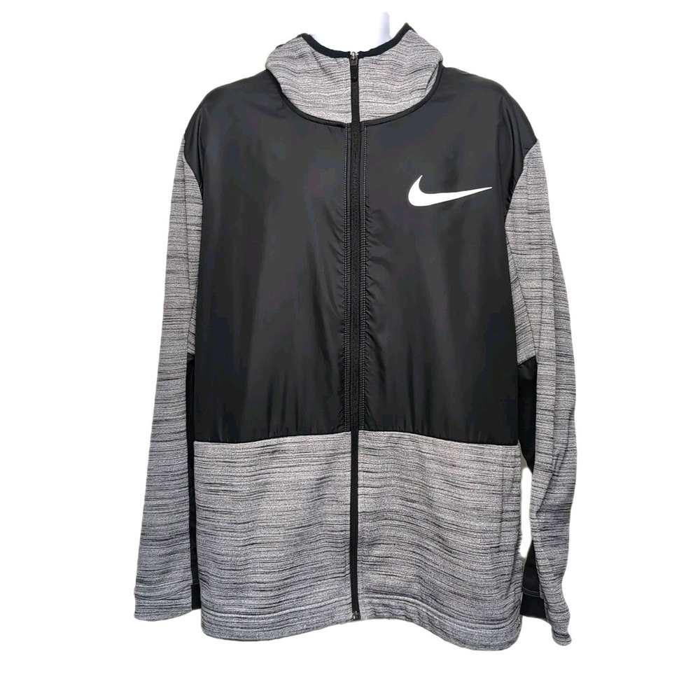 Nike Basketball Dri-FIT Jacket Mens 3XL Gray Black Full Zip Hoodie Pockets‎